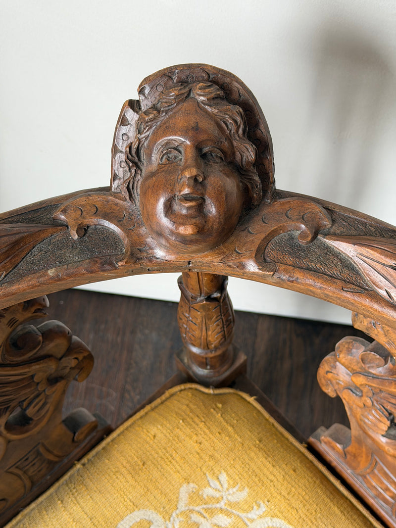 19th Century French Wood Carved Corner Chair
