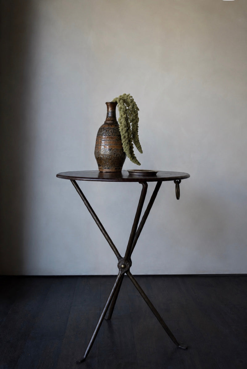 Vintage Maroon Tripod Table