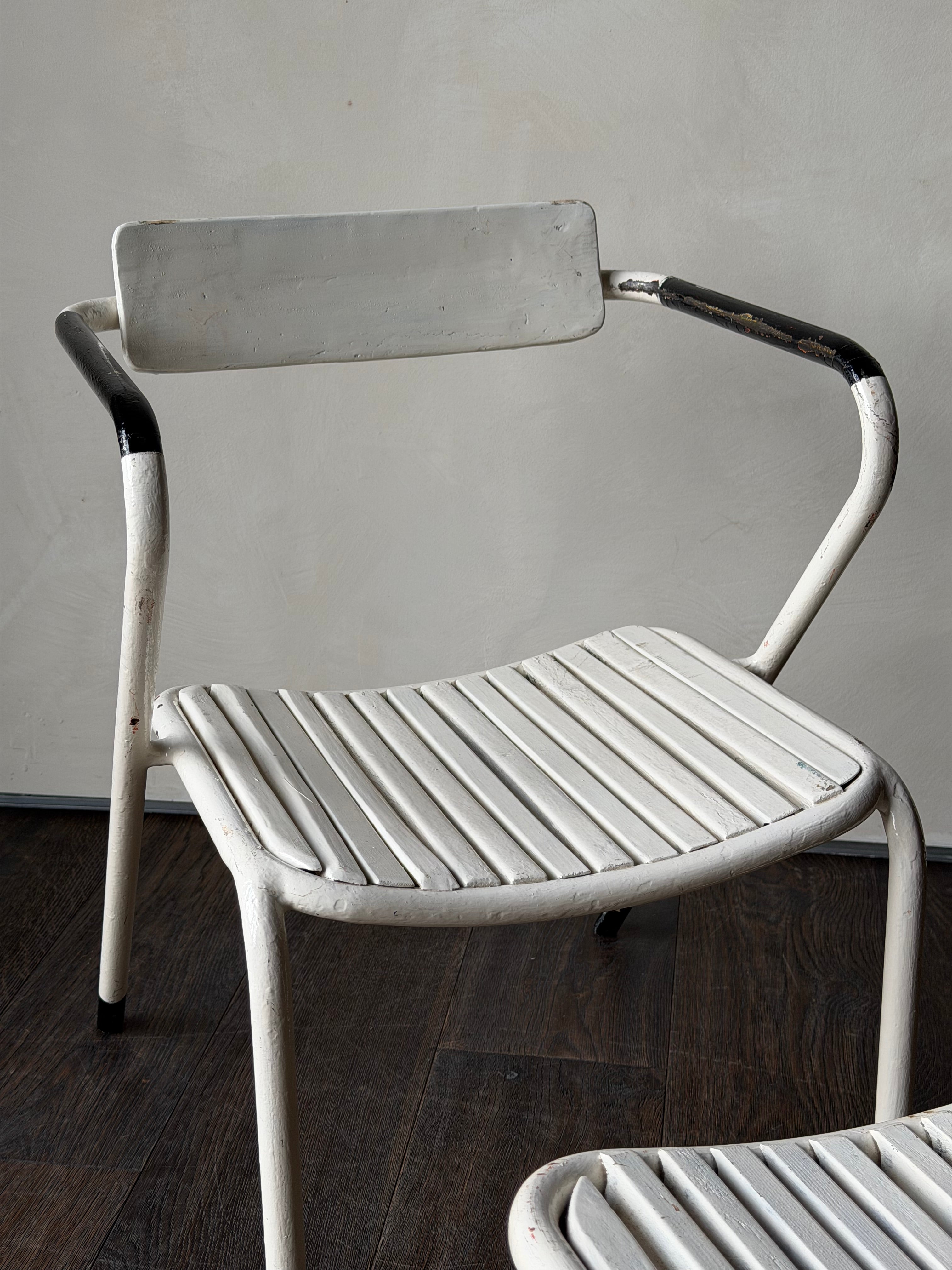 Painted Metal Chair with Stackable Stool, c. 1970