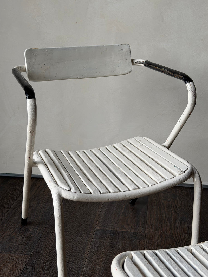 Painted Metal Chair with Stackable Stool, c. 1970