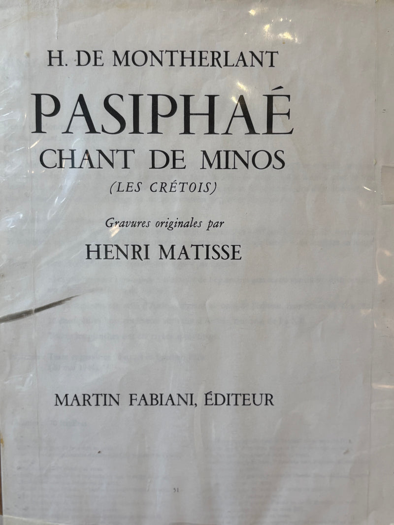 Pasiphaé, Chant de Mino, Henri Matisse