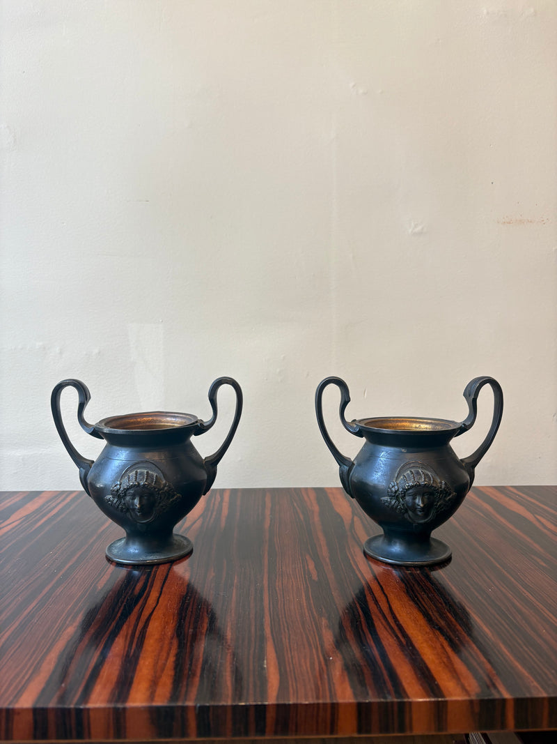 Antique Bronze Loving Cups, Pair