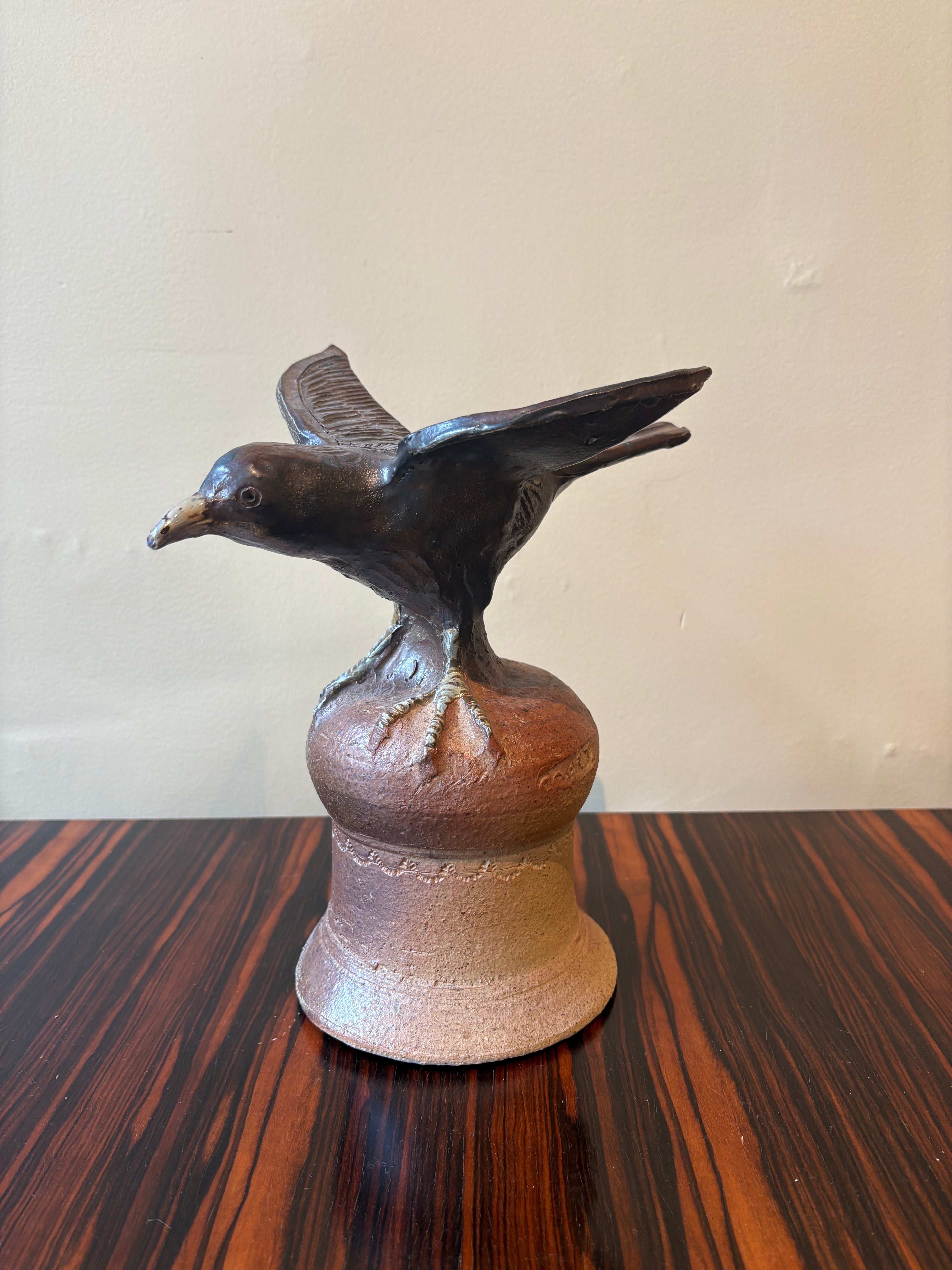 Glazed Bird Sculpture by Caret