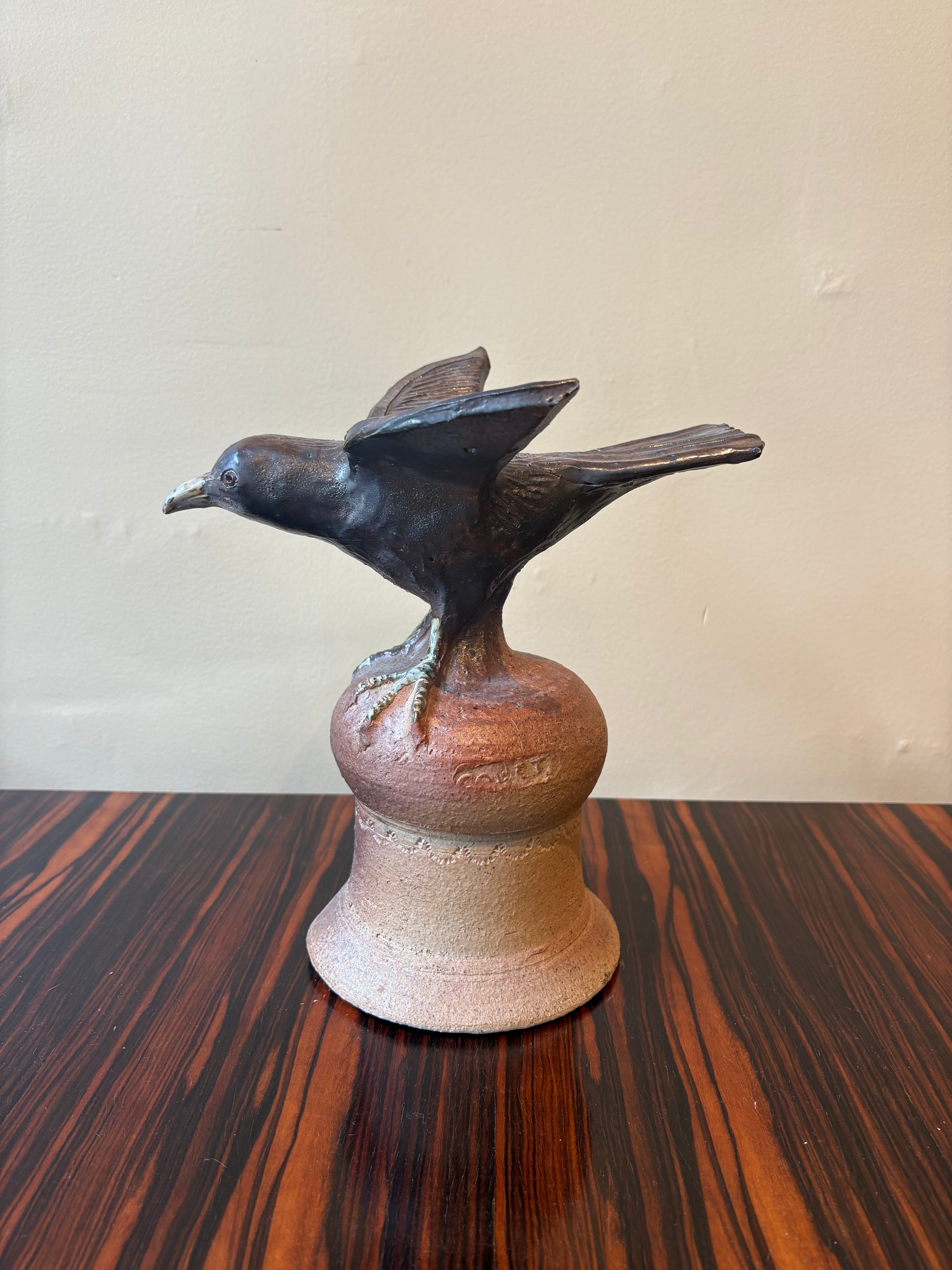 Glazed Bird Sculpture by Caret
