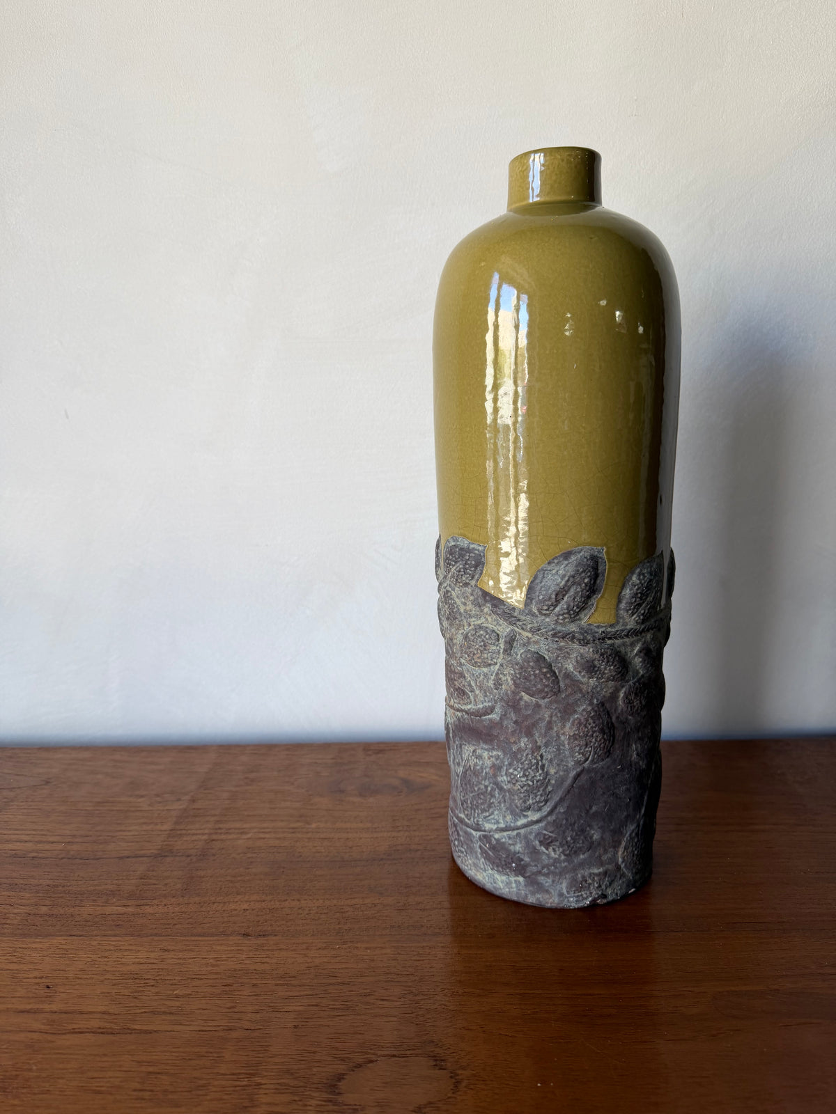 Textured Stoneware Vessel with Applied Relief Detail
