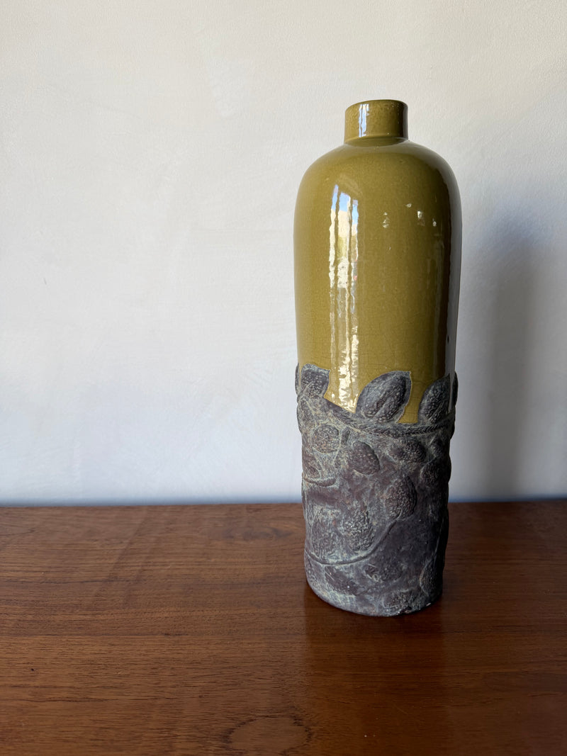 Textured Stoneware Vessel with Applied Relief Detail