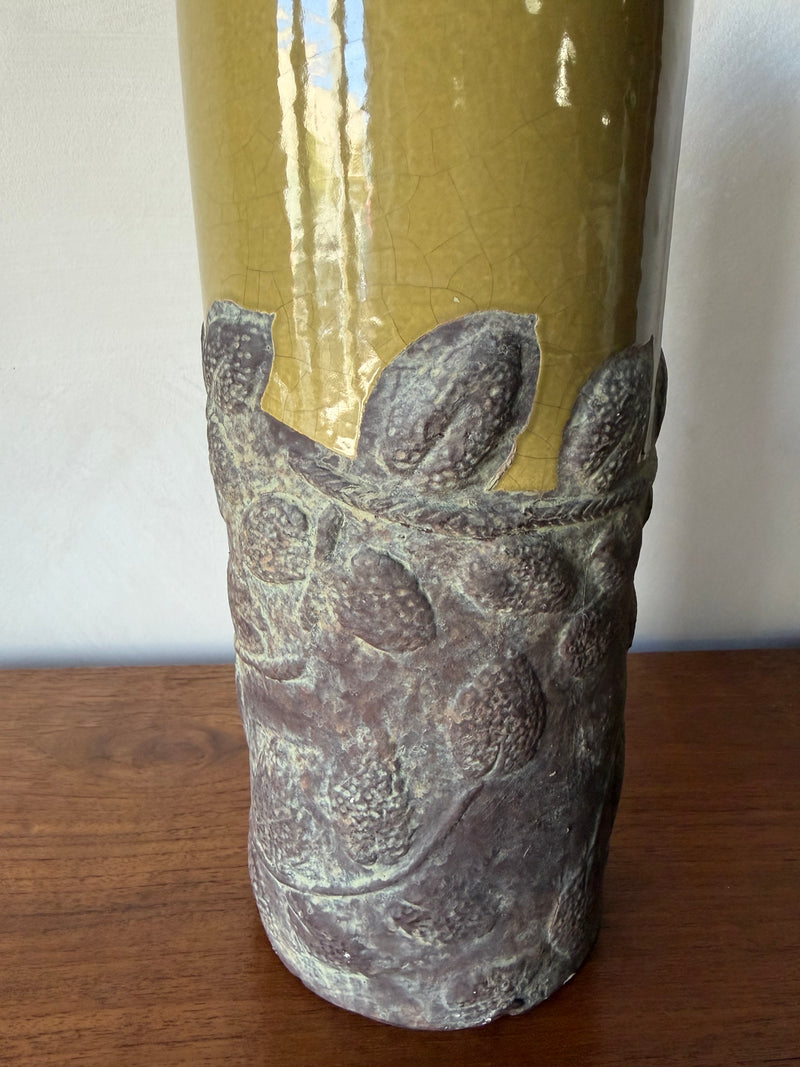 Textured Stoneware Vessel with Applied Relief Detail