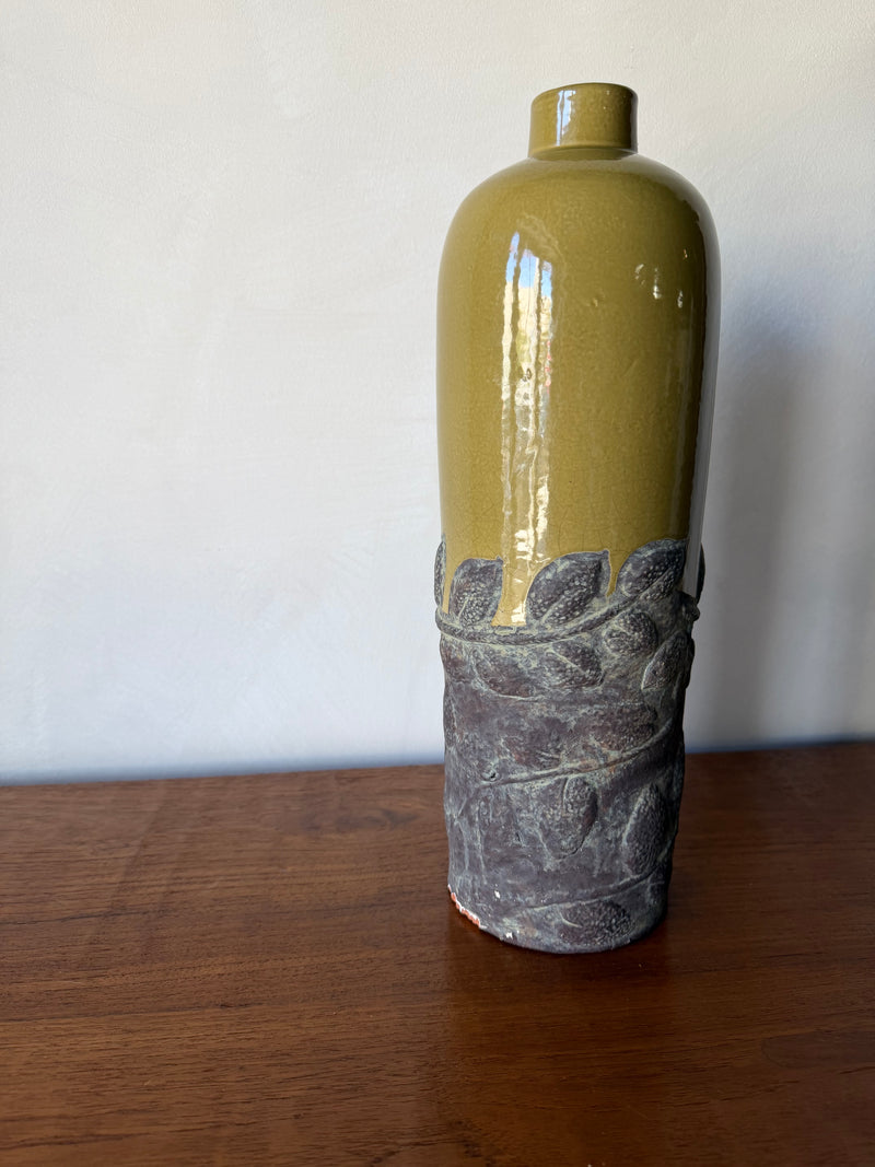 Textured Stoneware Vessel with Applied Relief Detail