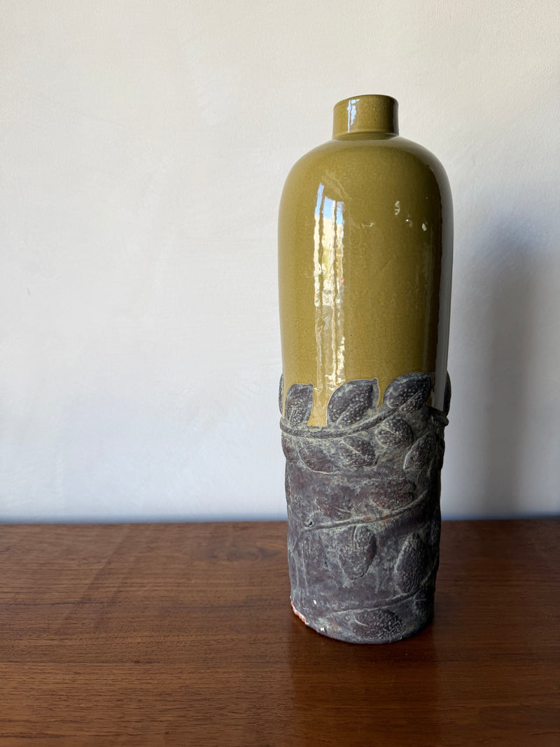 Textured Stoneware Vessel with Applied Relief Detail