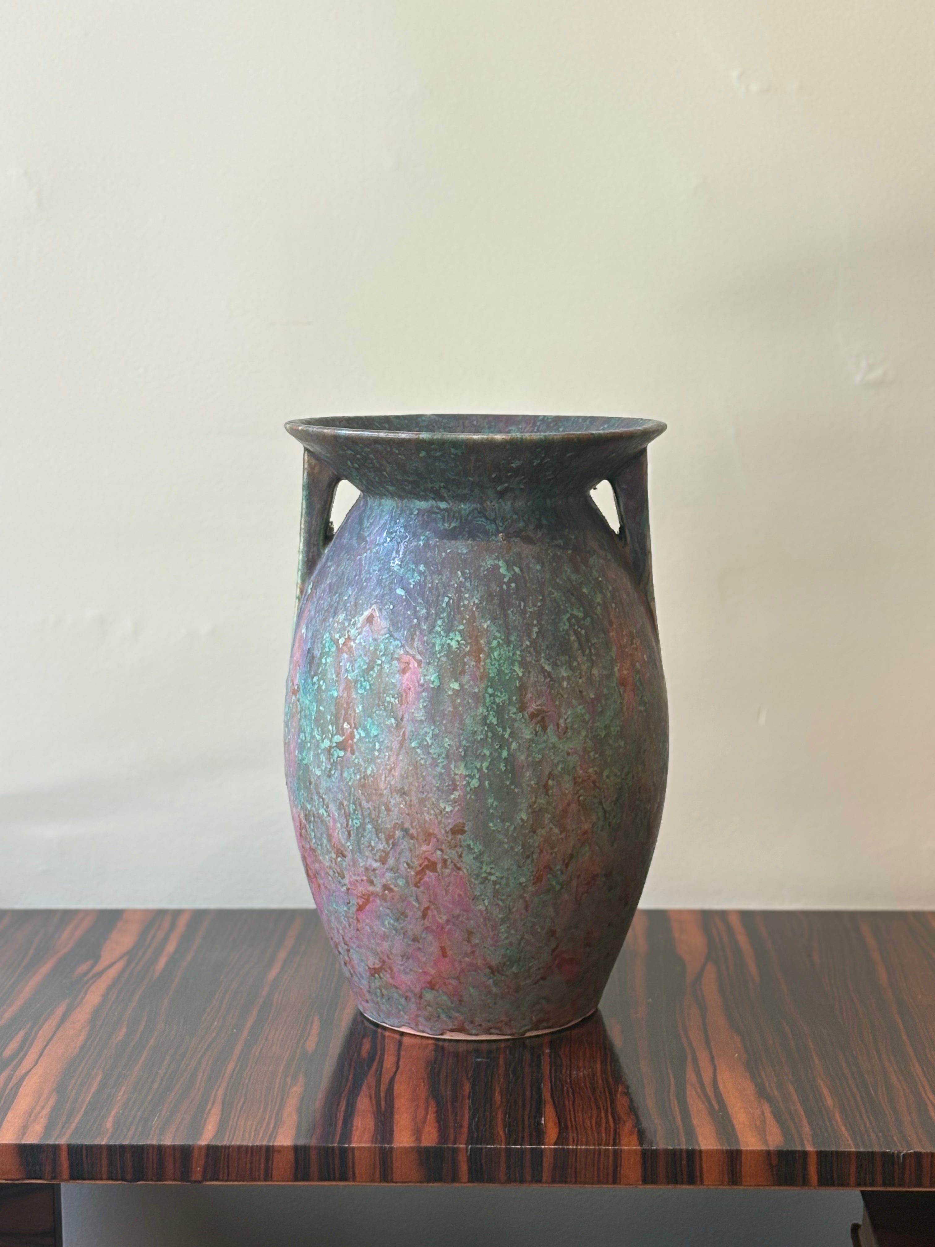 Patinated Glazed Ceramic Vase