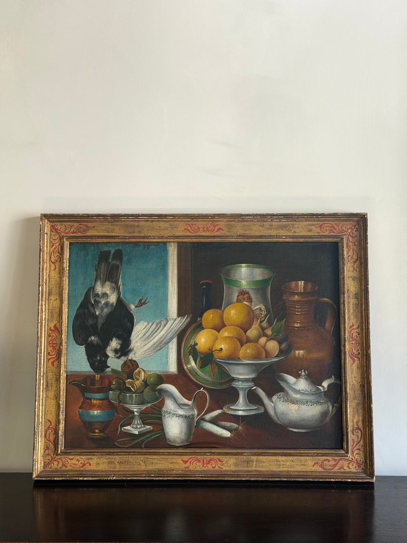Antique French Still Life with Fruit and Game, 18th Century