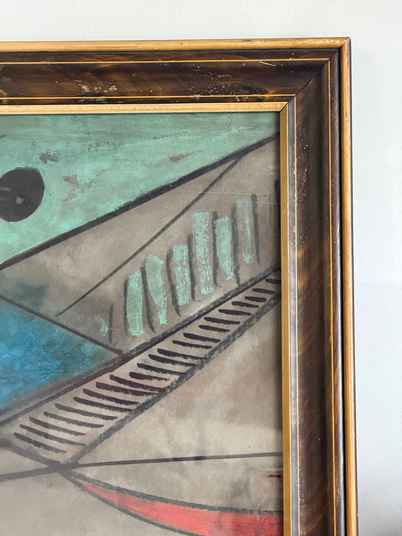 Mid-Century Cubist Abstract Composition
