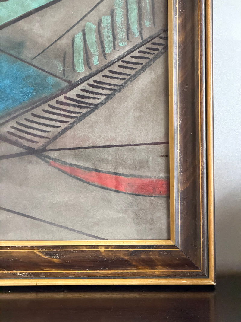 Mid-Century Cubist Abstract Composition