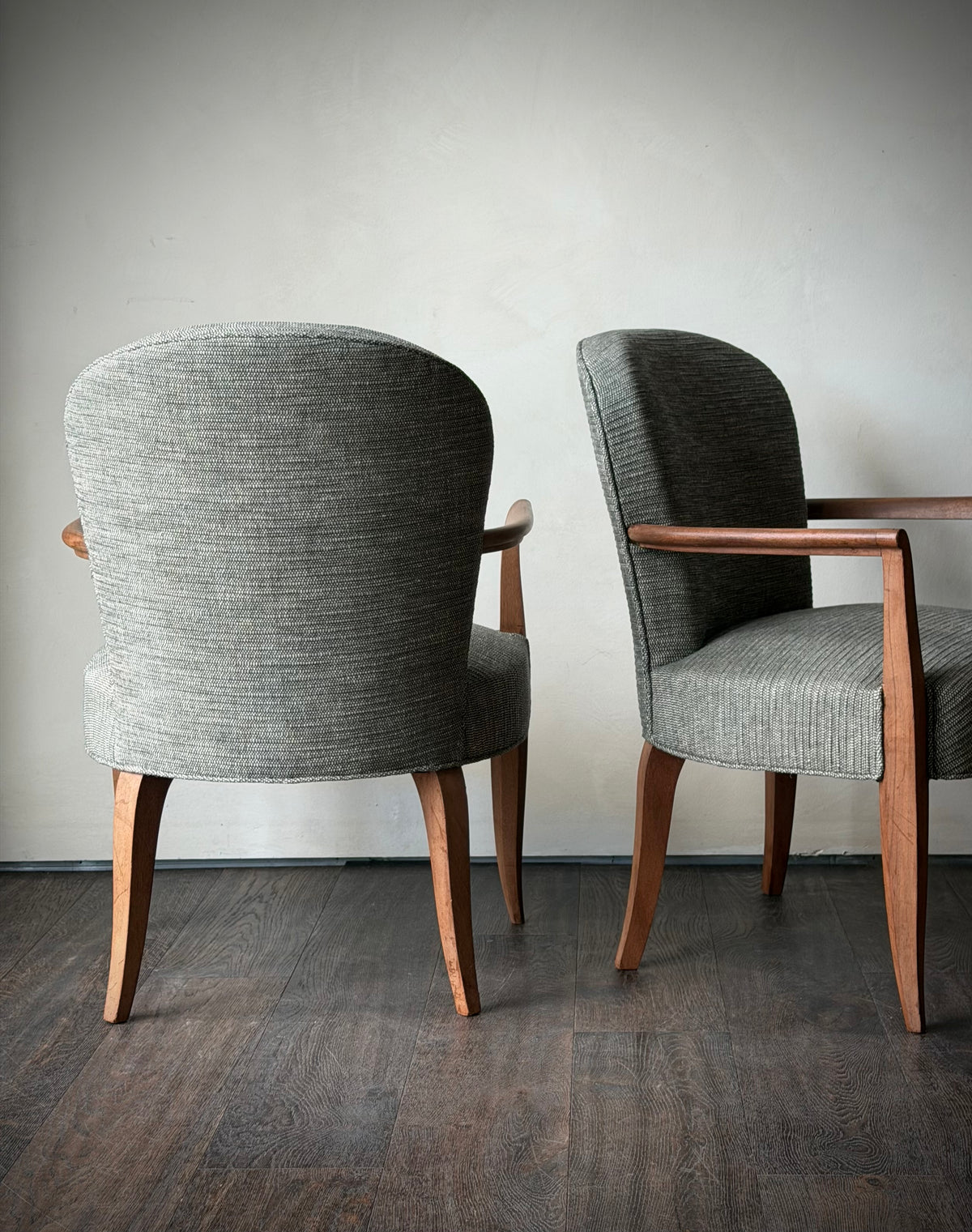 Pair of French Walnut Armchairs, circa 1940s