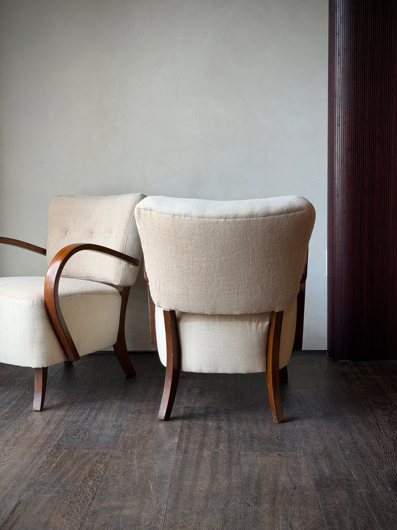 Pair of French Sculptural Lounge Chairs, circa 1910