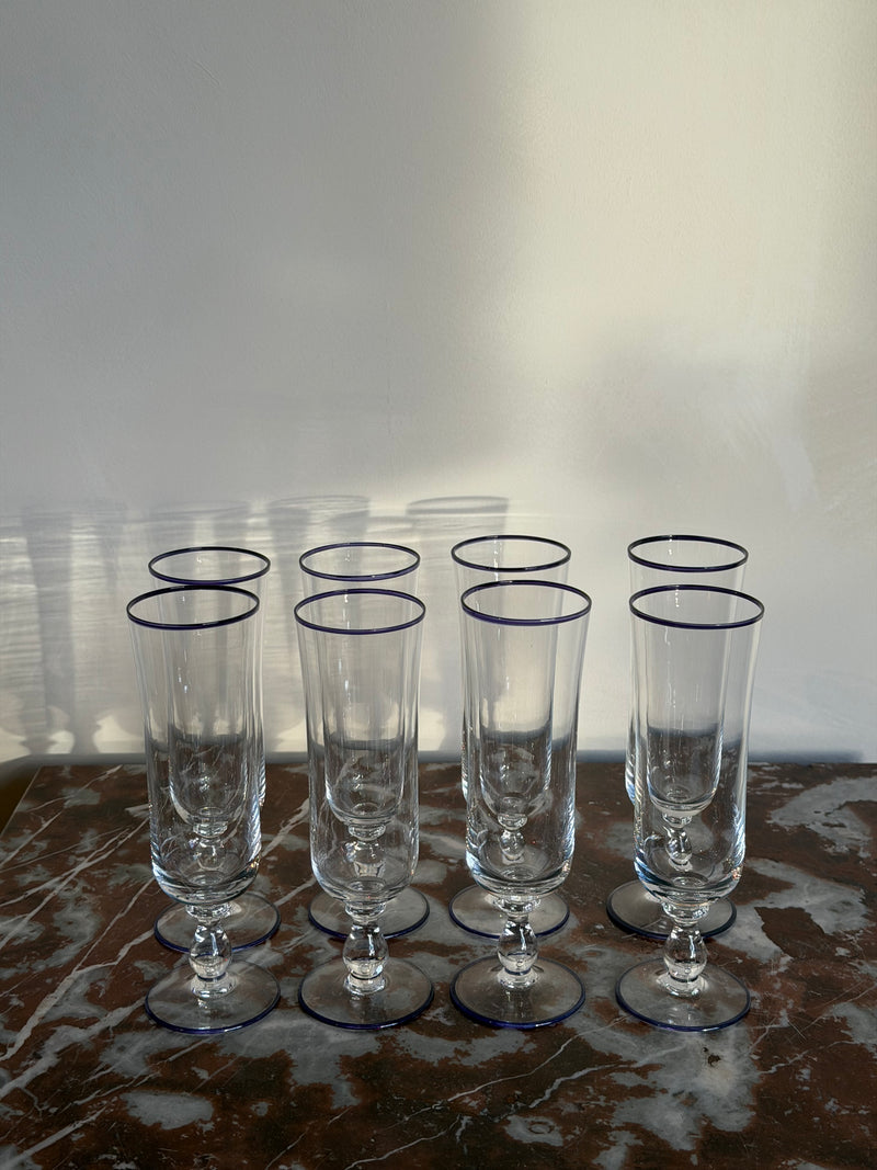 Vintage Murano Flutes, c. 1970, Set of 8