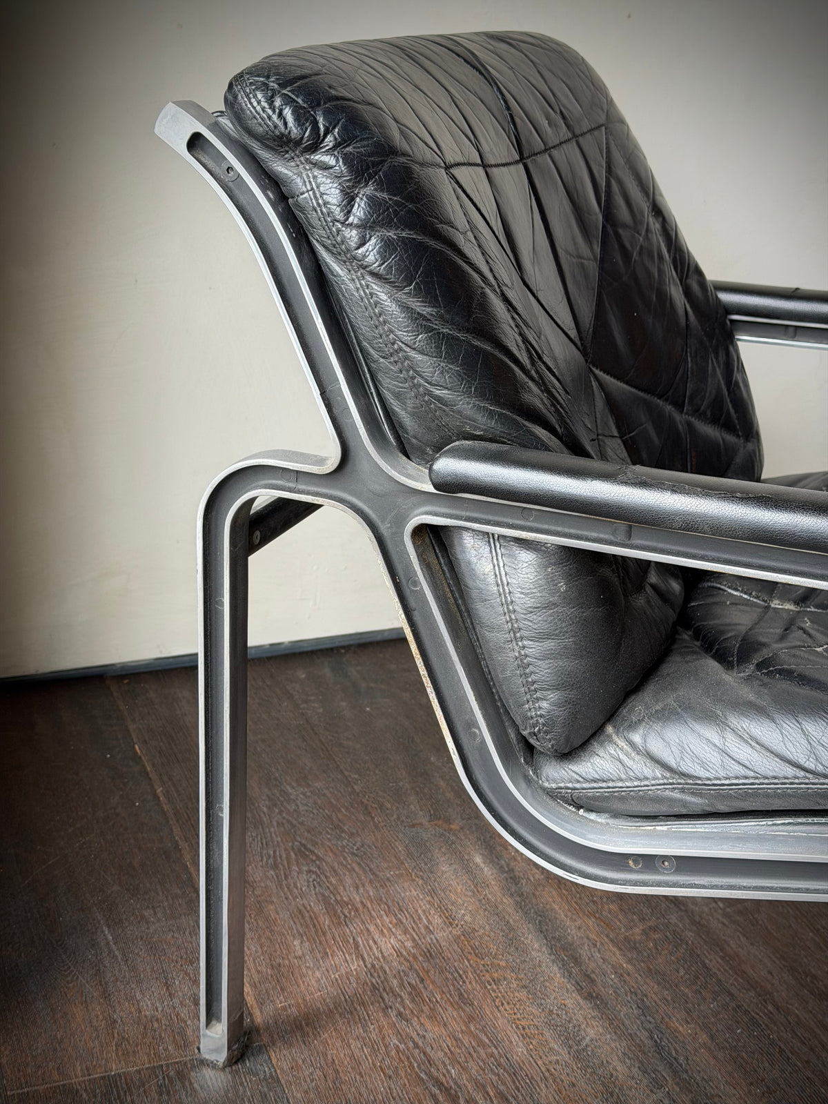 Pair of French Leather and Metal Armchairs, circa 1920s