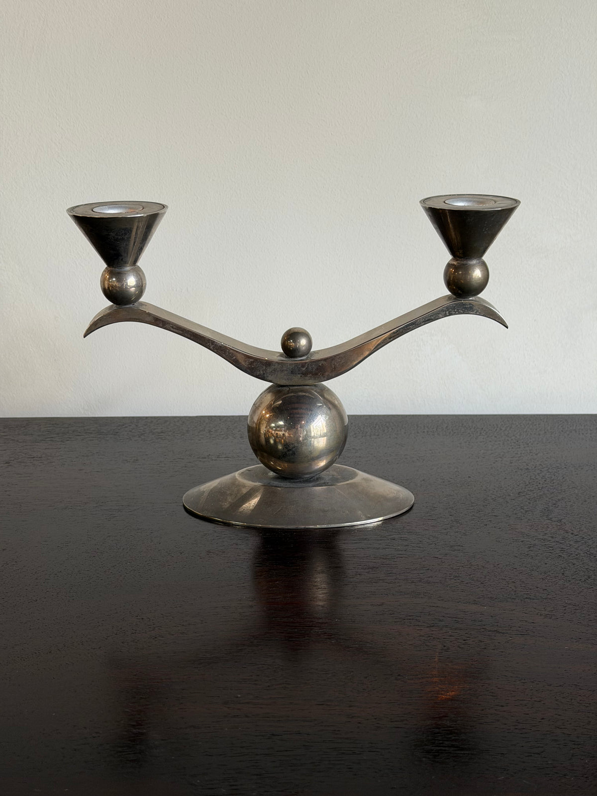 French Art Deco Silver Sculpted Candelabrum