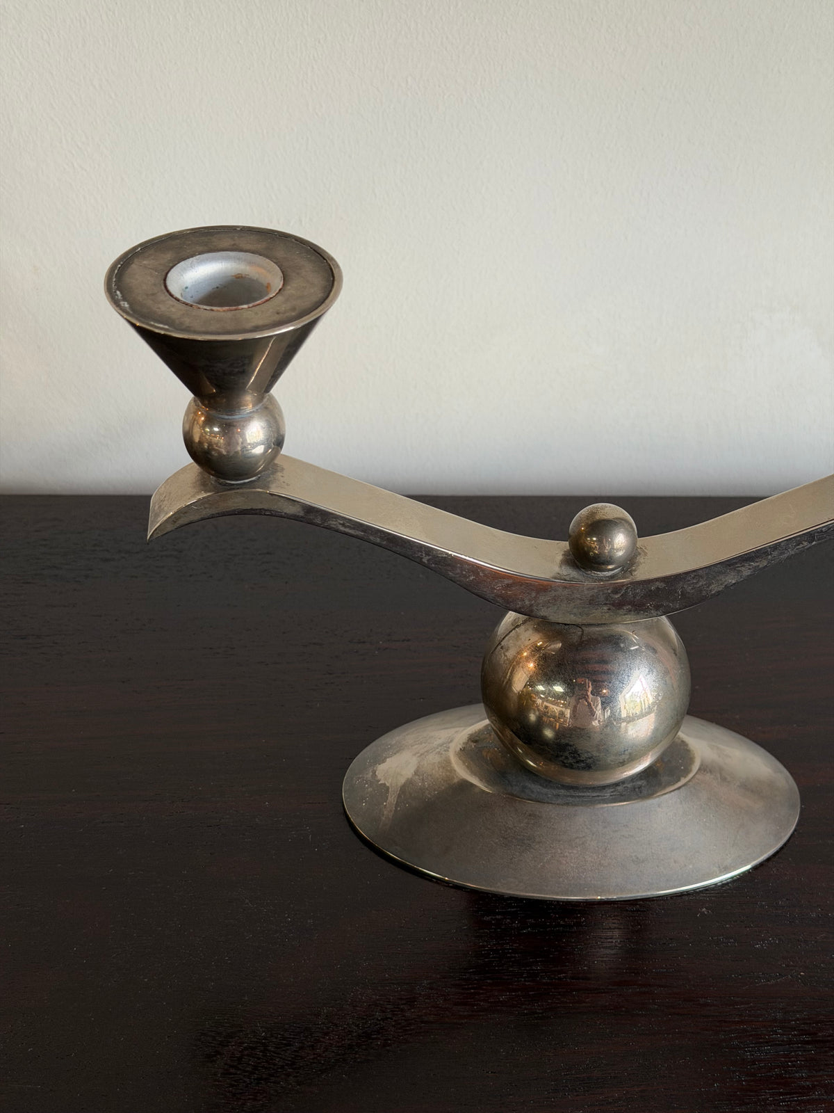 French Art Deco Silver Sculpted Candelabrum