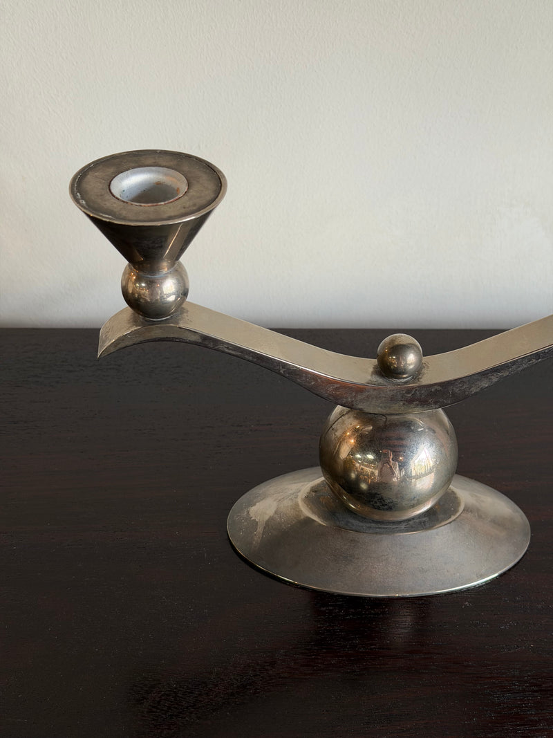 French Art Deco Silver Sculpted Candelabrum