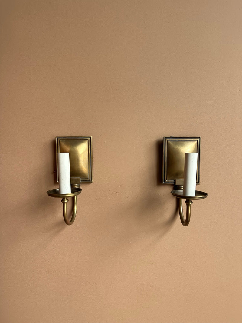 Art Deco Style Brass Sconces, Pair