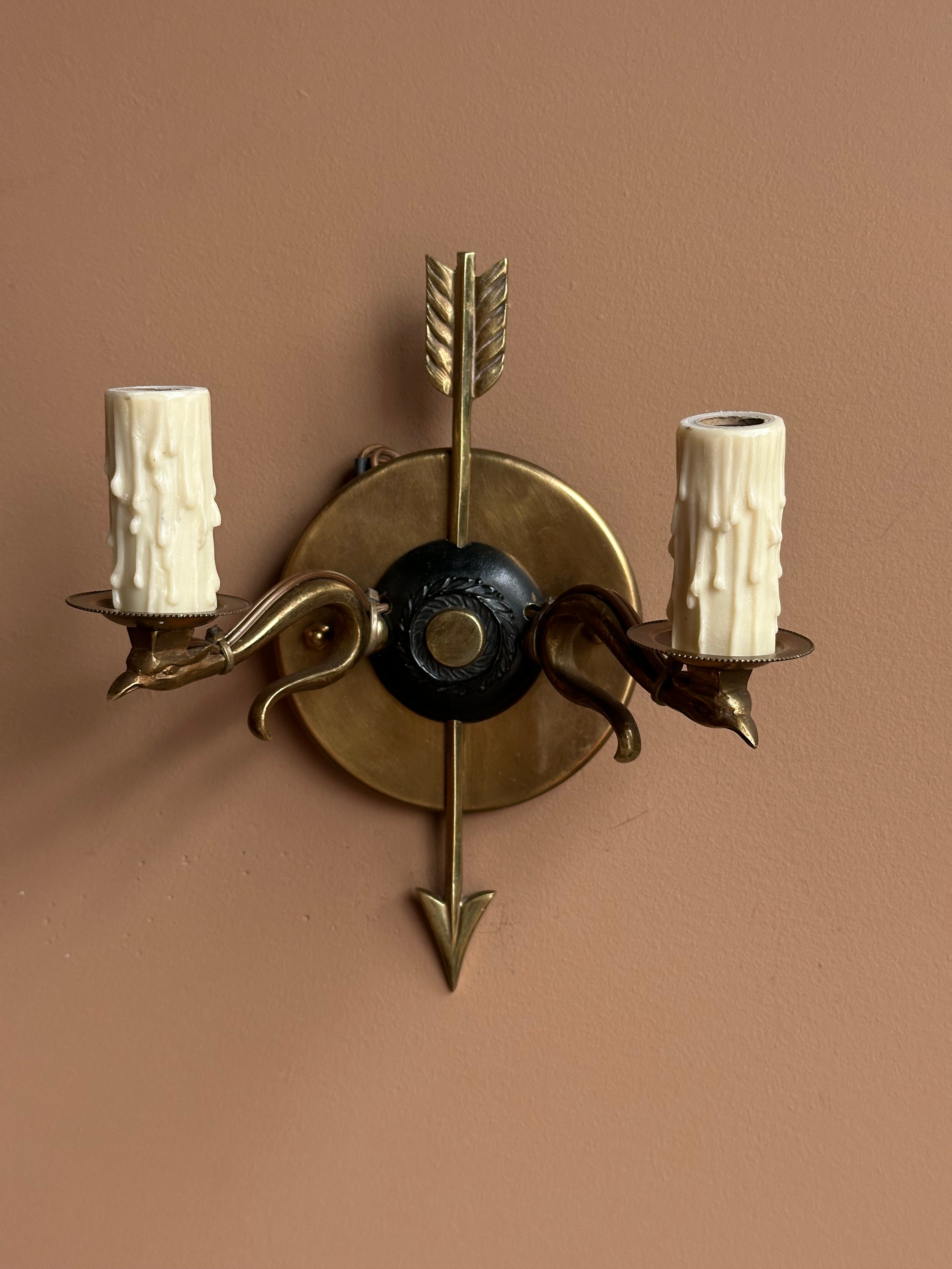 Brass Candle Sconce, Pair