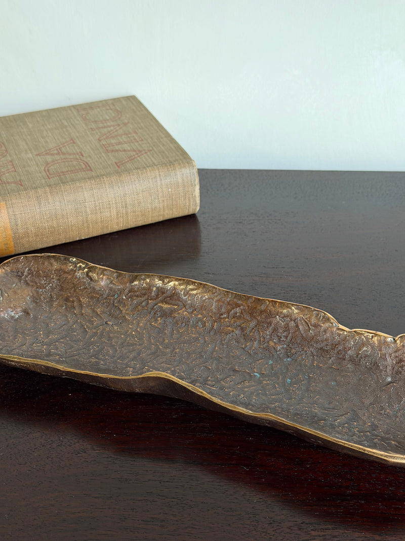 Vintage French Brutalist Bronze Vide-Poche Tray
