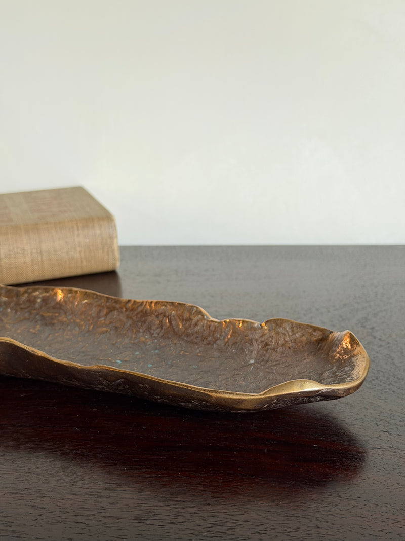 Vintage French Brutalist Bronze Vide-Poche Tray