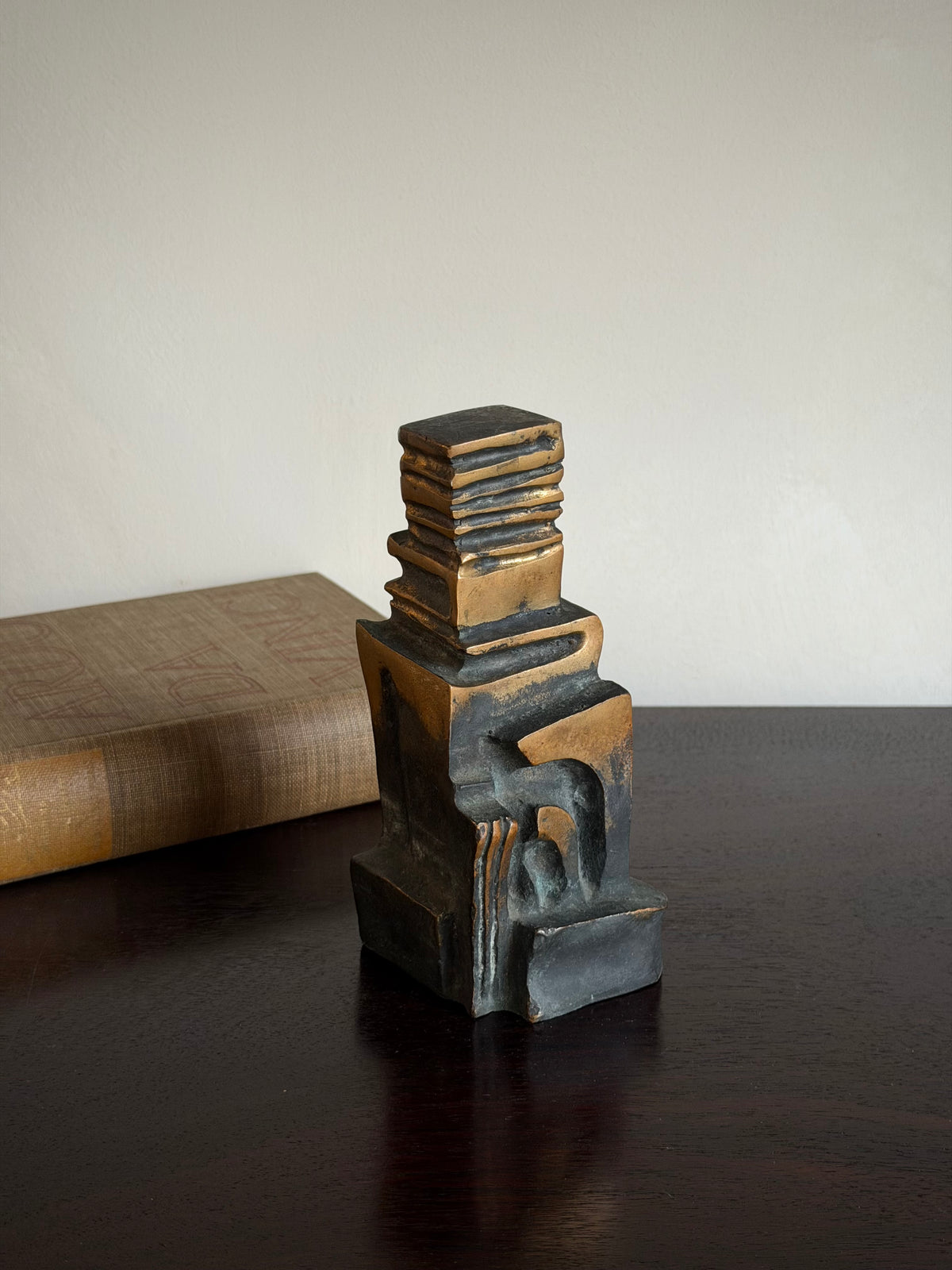 Vintage French Brutalist Bronze Sculpture