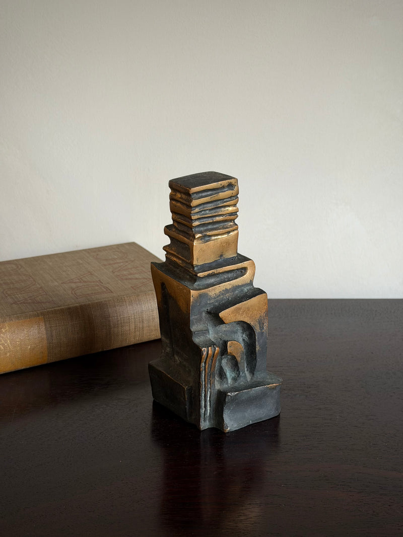 Vintage French Brutalist Bronze Sculpture