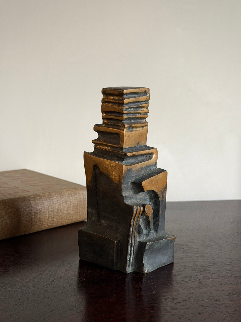 Vintage French Brutalist Bronze Sculpture