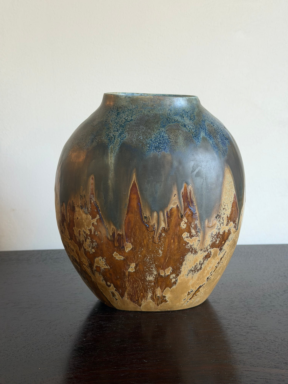 French Art Deco Stoneware Vase with Drip Glazes, 4 Available