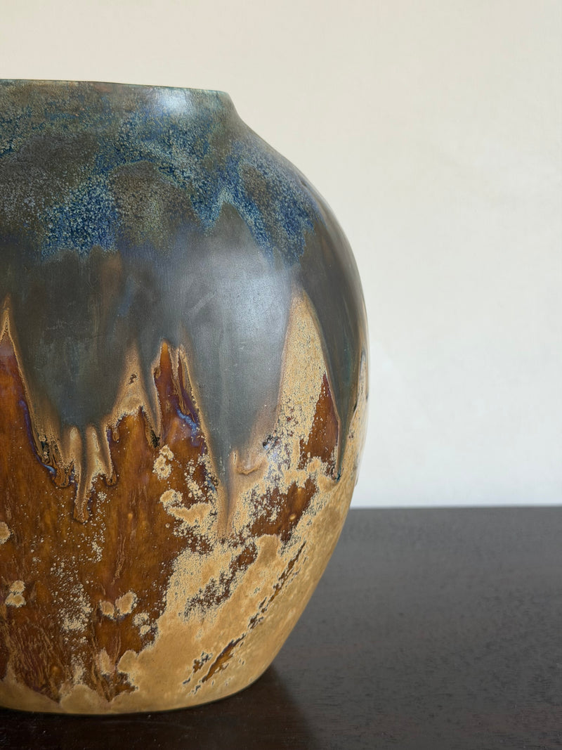 French Art Deco Stoneware Vase with Drip Glazes, 4 Available