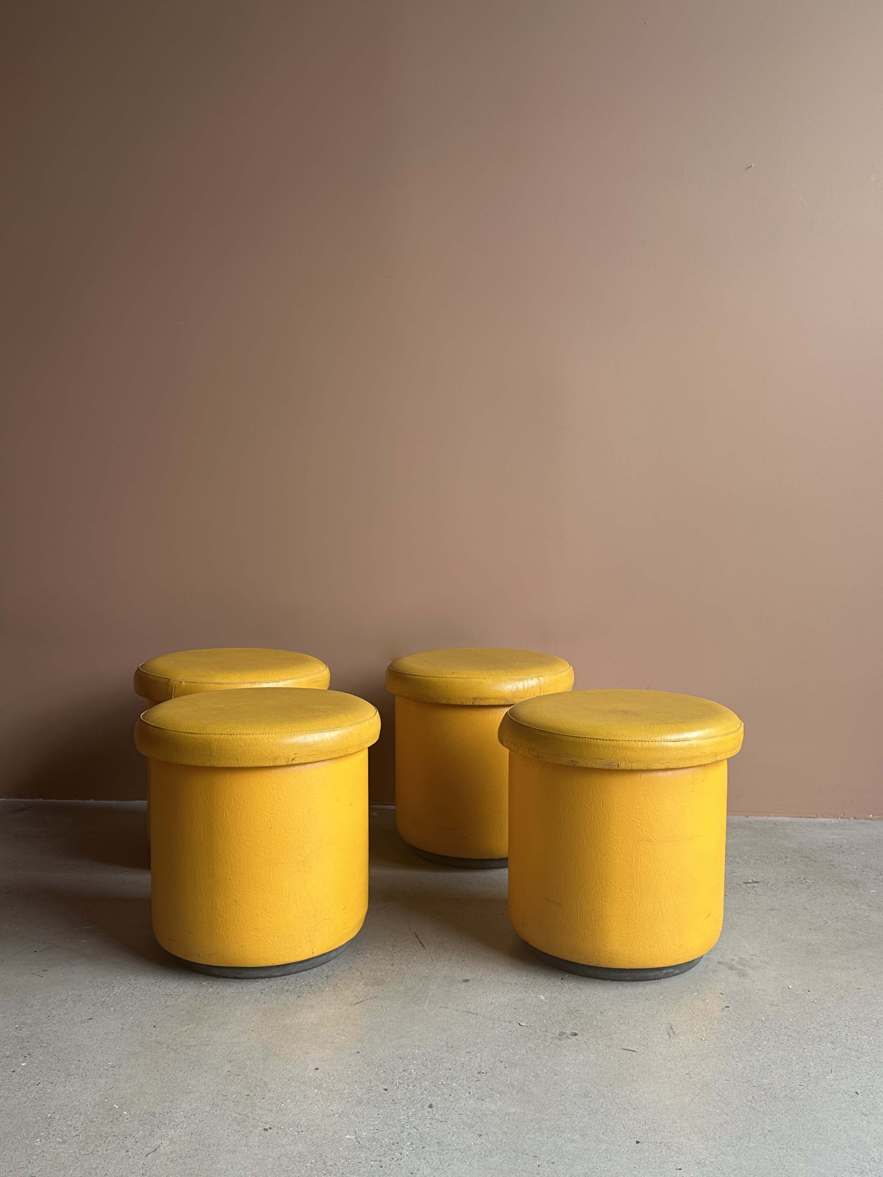 Italian Leather Stools, c. 1960, Set of 5