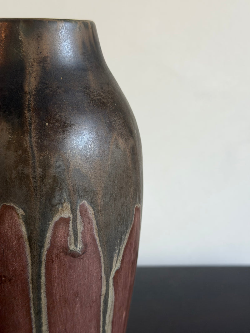 French Art Deco Stoneware Vase with Drip Glazes, 4 Available