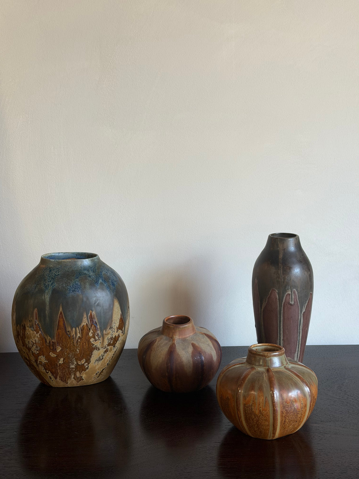 French Art Deco Stoneware Vase with Drip Glazes, 4 Available
