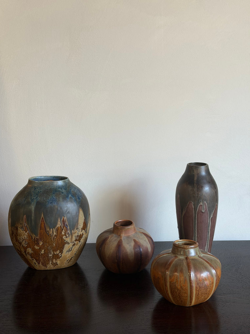 French Art Deco Stoneware Vase with Drip Glazes, 4 Available