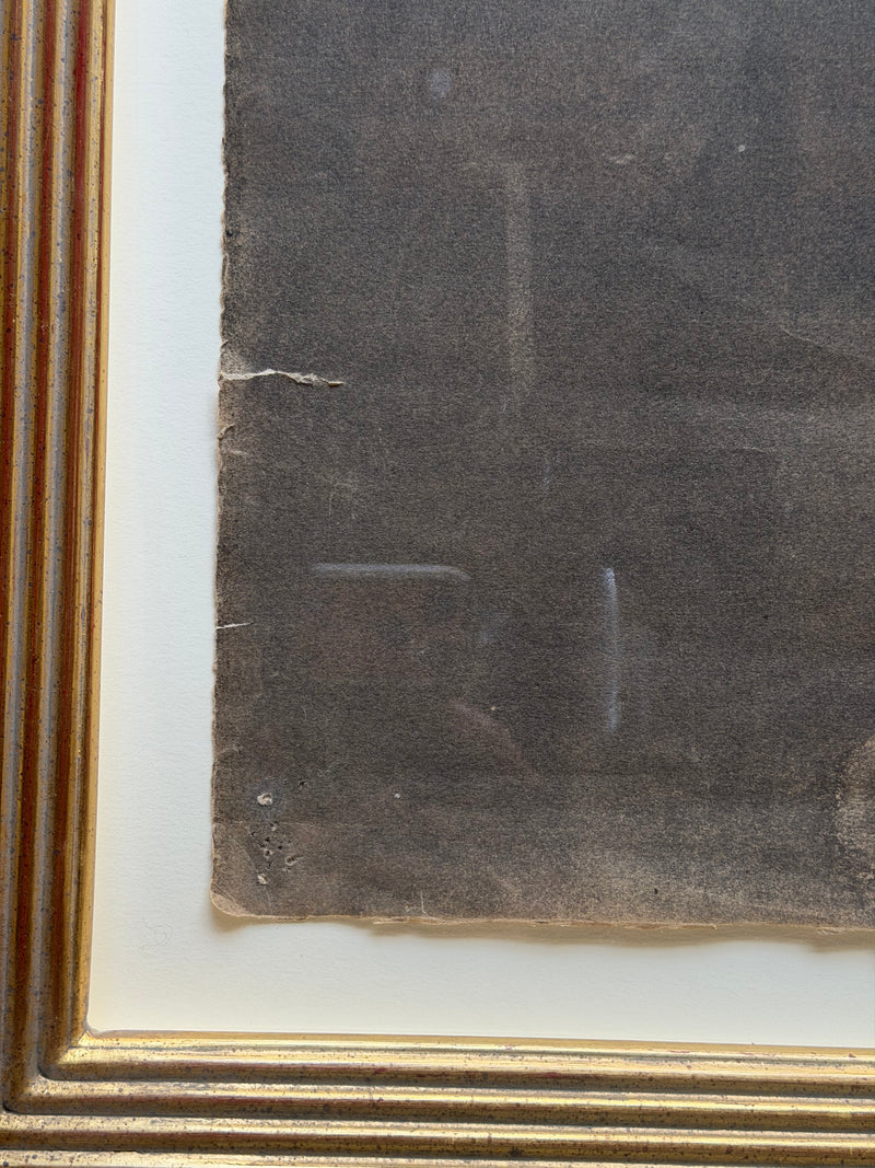 French Academic Charcoal Study, Classical Head, Stamped 1936