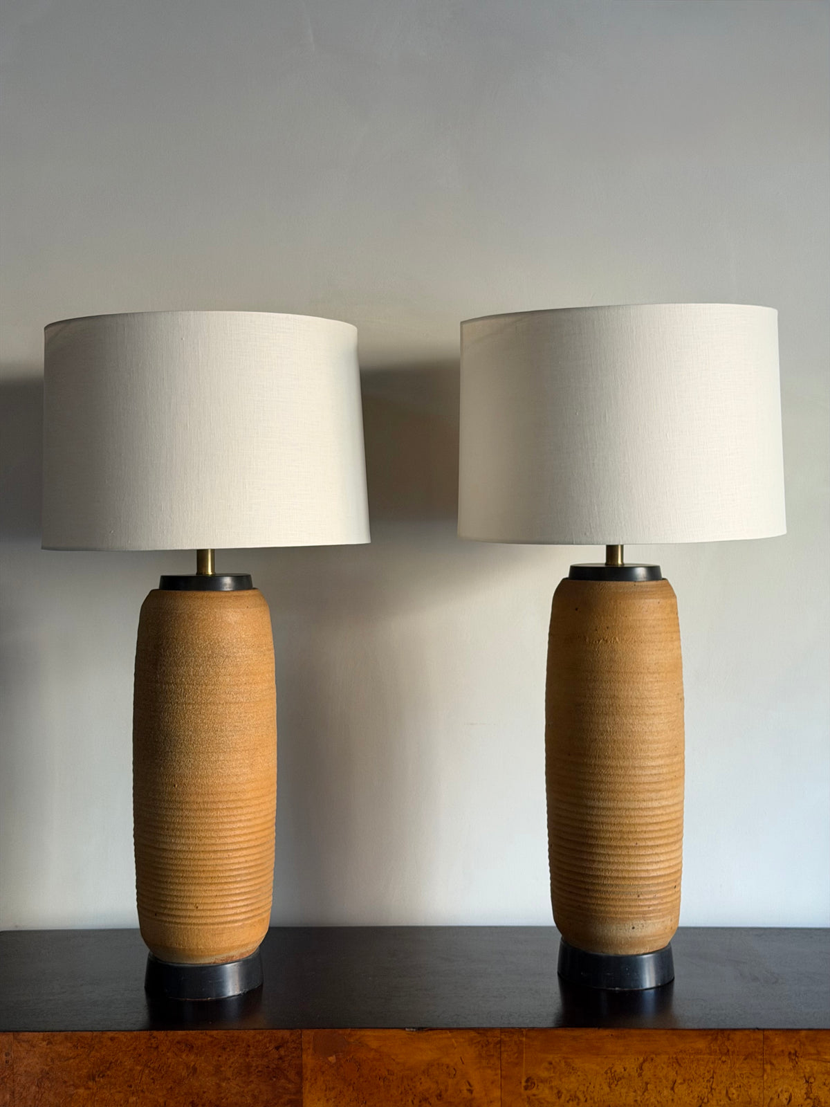 Pair of Mid-Century Textured Ceramic Table Lamps