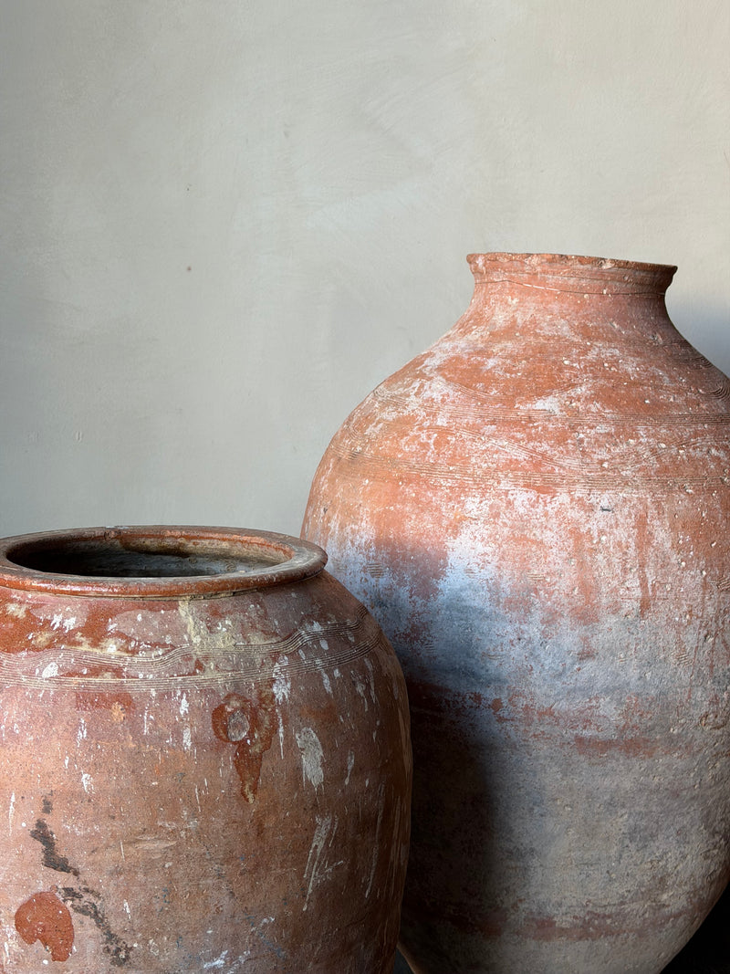 Terracotta Vintage Turkish Olive Pot, Tall