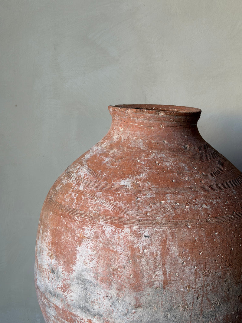 Terracotta Vintage Turkish Olive Pot, Tall