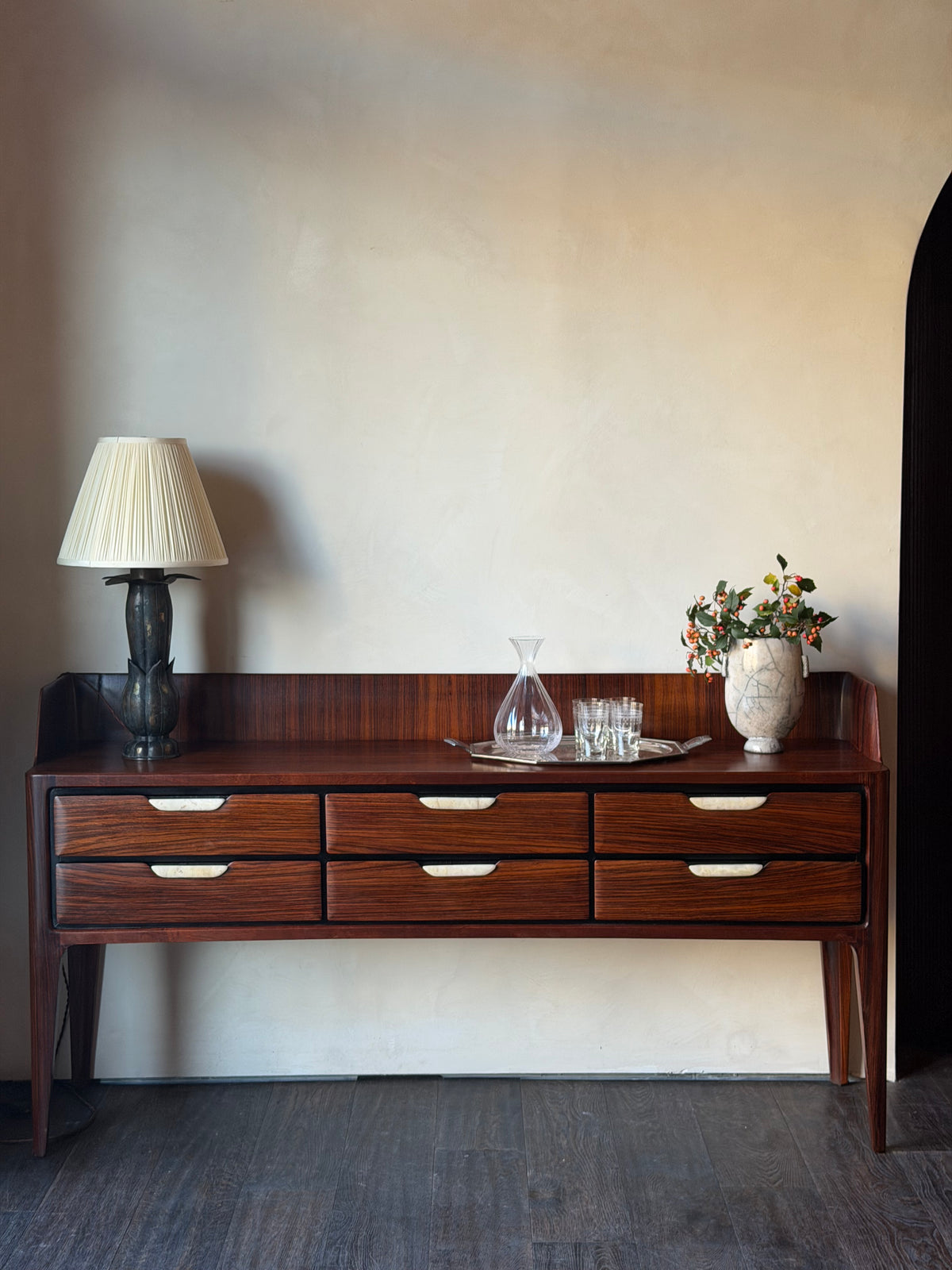 Italian Mid-Century Rosewood Sideboard with Six Drawers