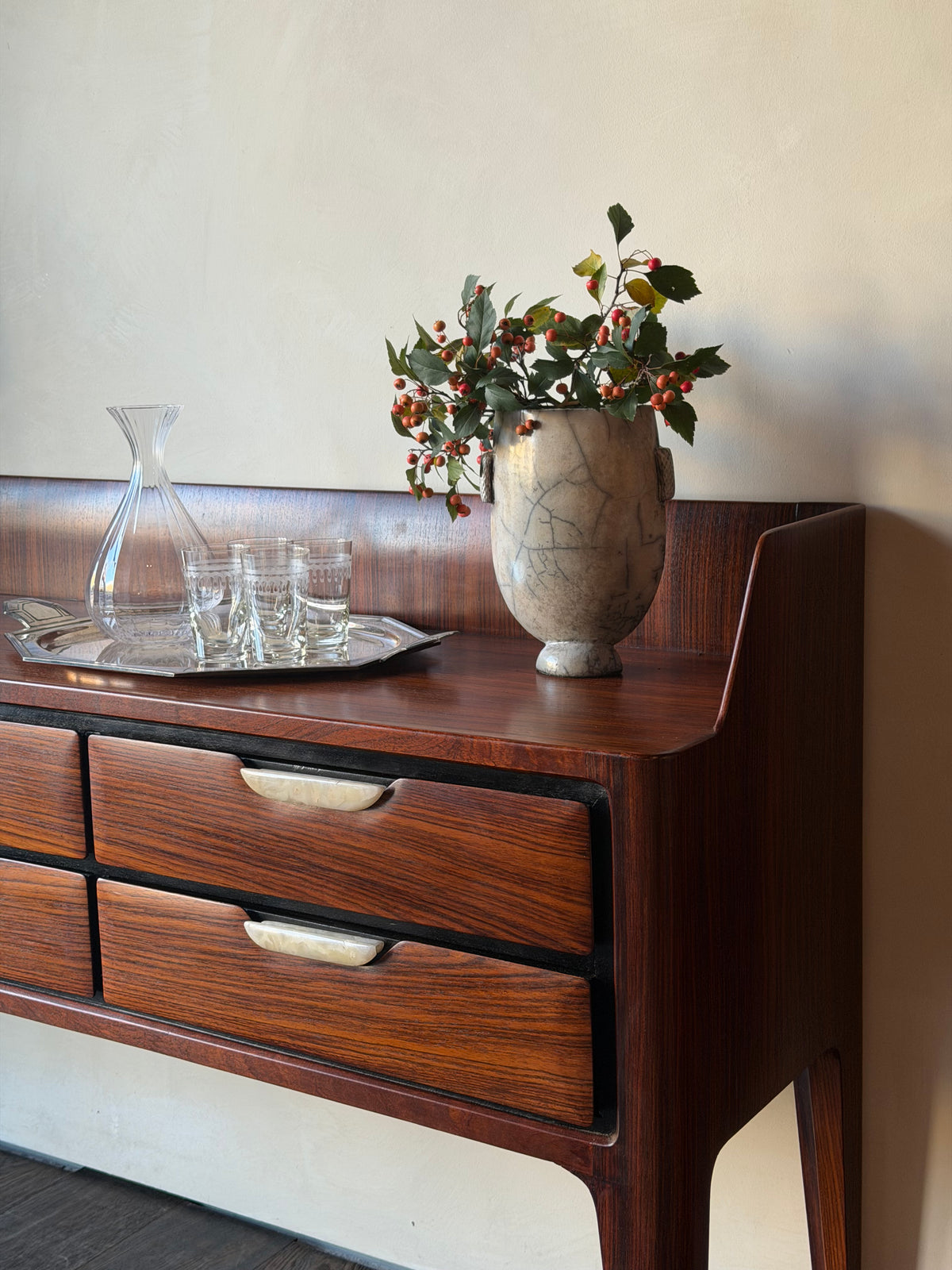 Italian Mid-Century Rosewood Sideboard with Six Drawers