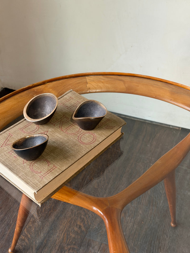 Italian Mid-Century Tripod Coffee Table with Glass Top