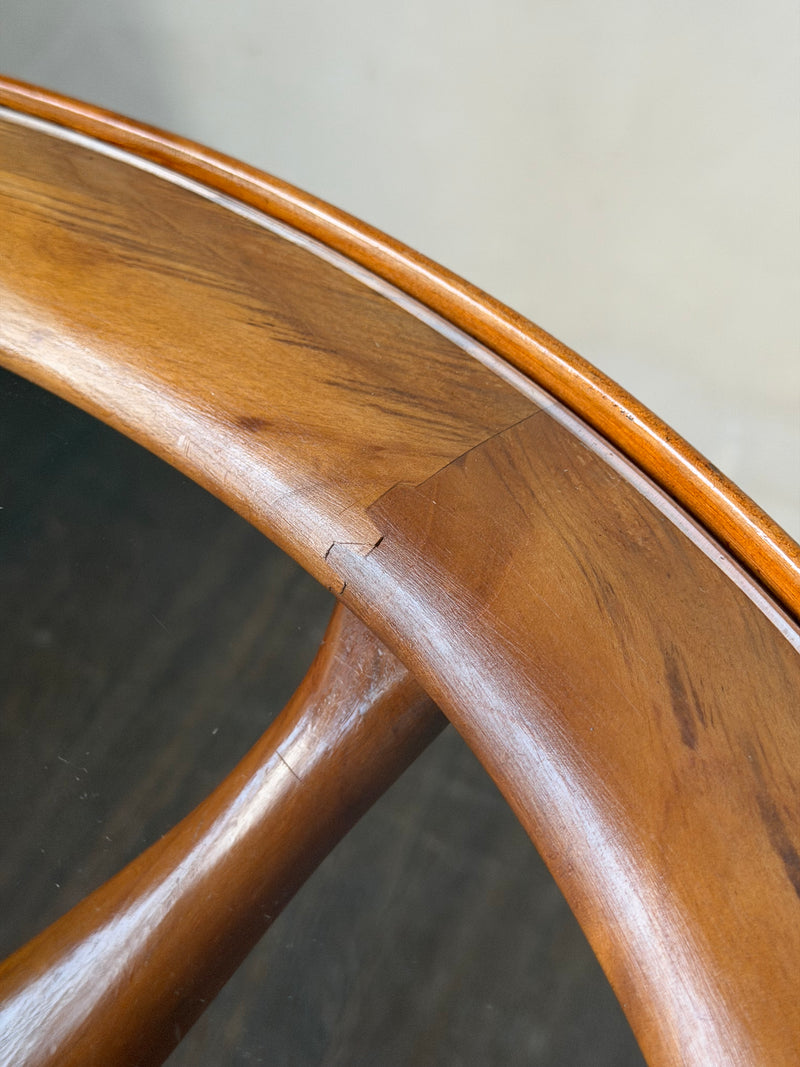 Italian Mid-Century Tripod Coffee Table with Glass Top