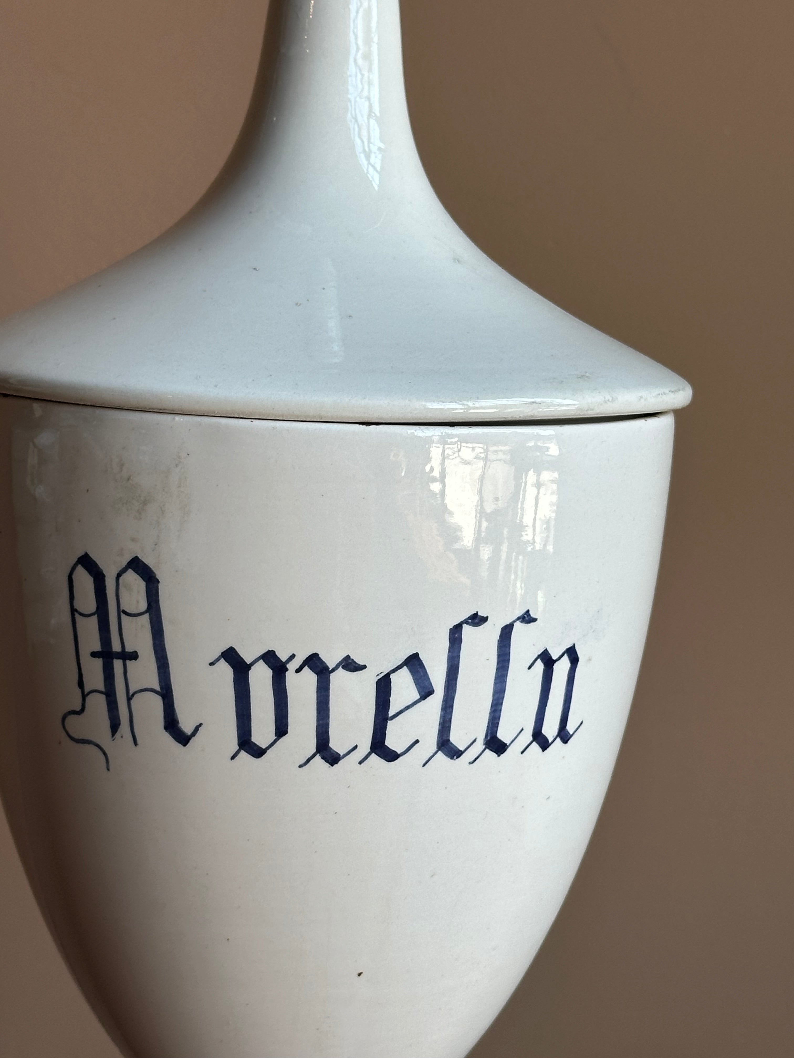 Antique Italian Ceramic Apothecary Jar, Morella