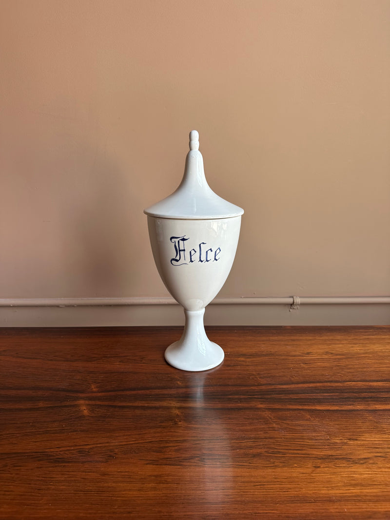 Antique Italian Ceramic Apothecary Jar, Felce