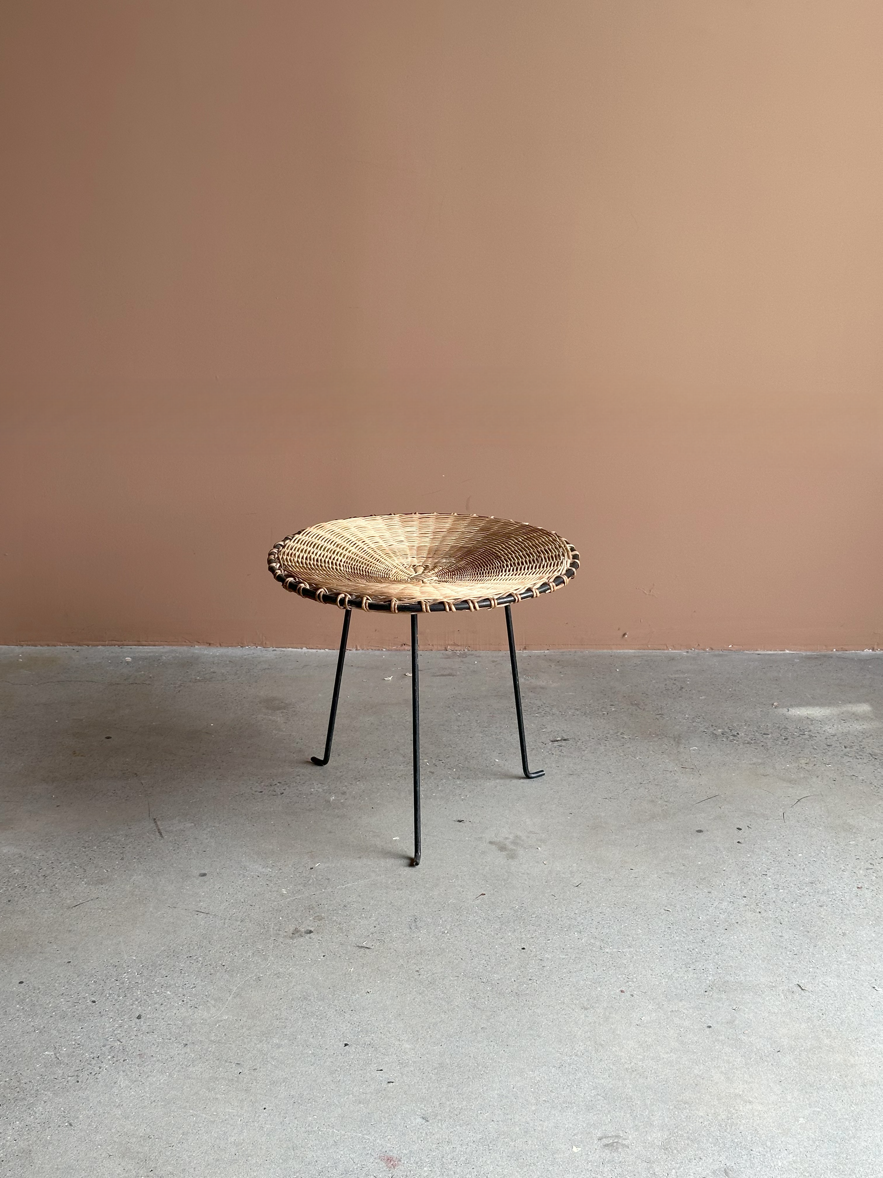 Mid century Italian Wicker & Iron Catchall