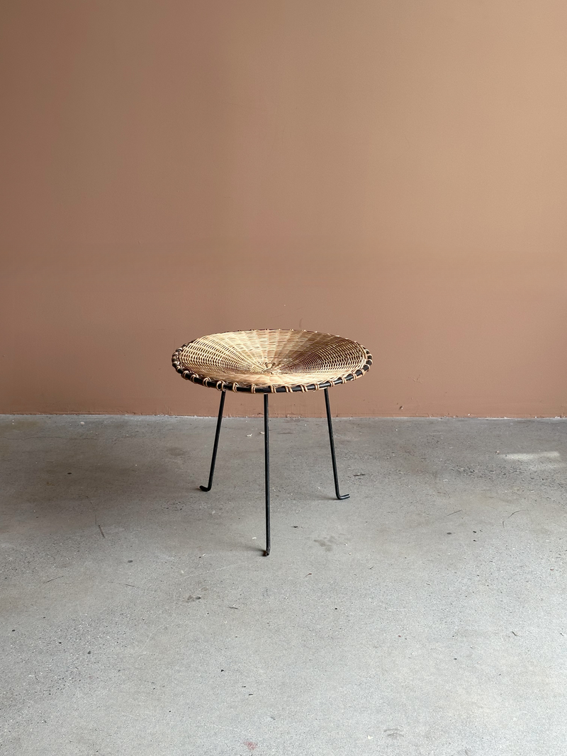 Mid century Italian Wicker & Iron Catchall