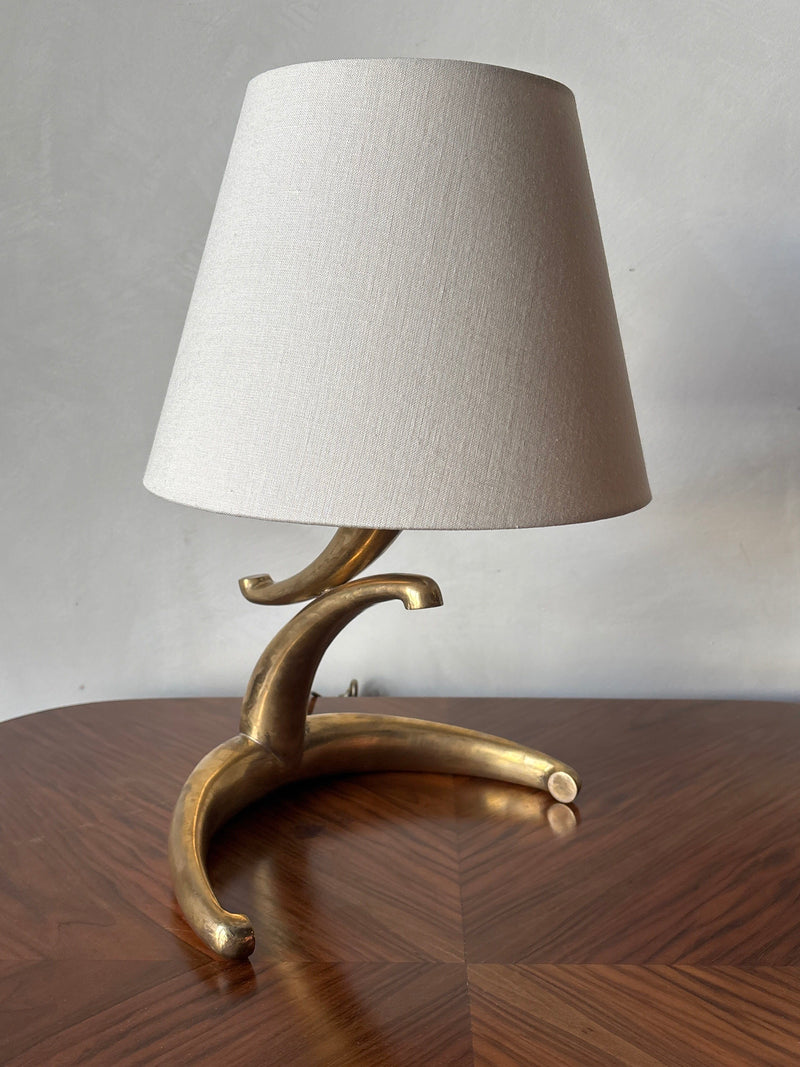 French Sculptural Brass Table Lamp